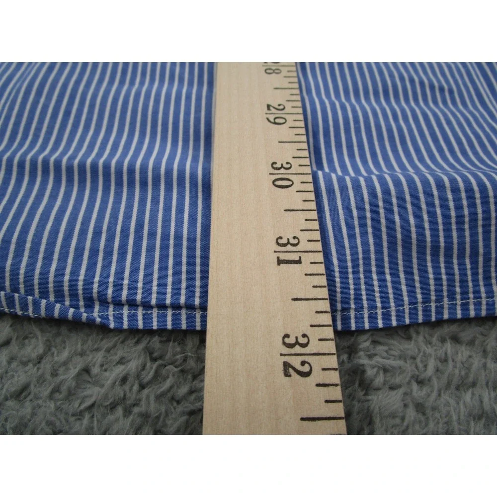 Polo Ralph Lauren Curham Mens 16-34 Blue Striped French Cuff Dress Shirt Y2K